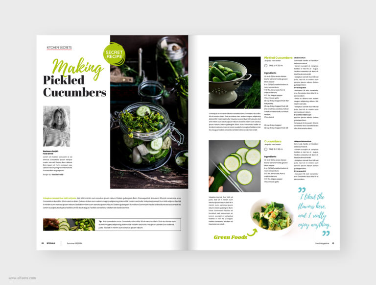 Food Magazine Template - ALFAERA - CorelDRAW Graphic Design Templates