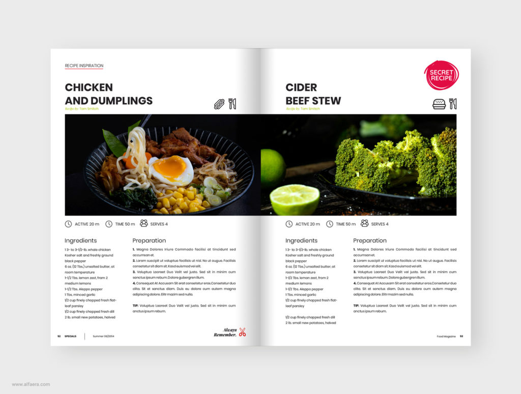 Food recipe template