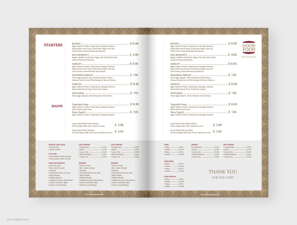 Restaurant Menu Template CorelDRAW