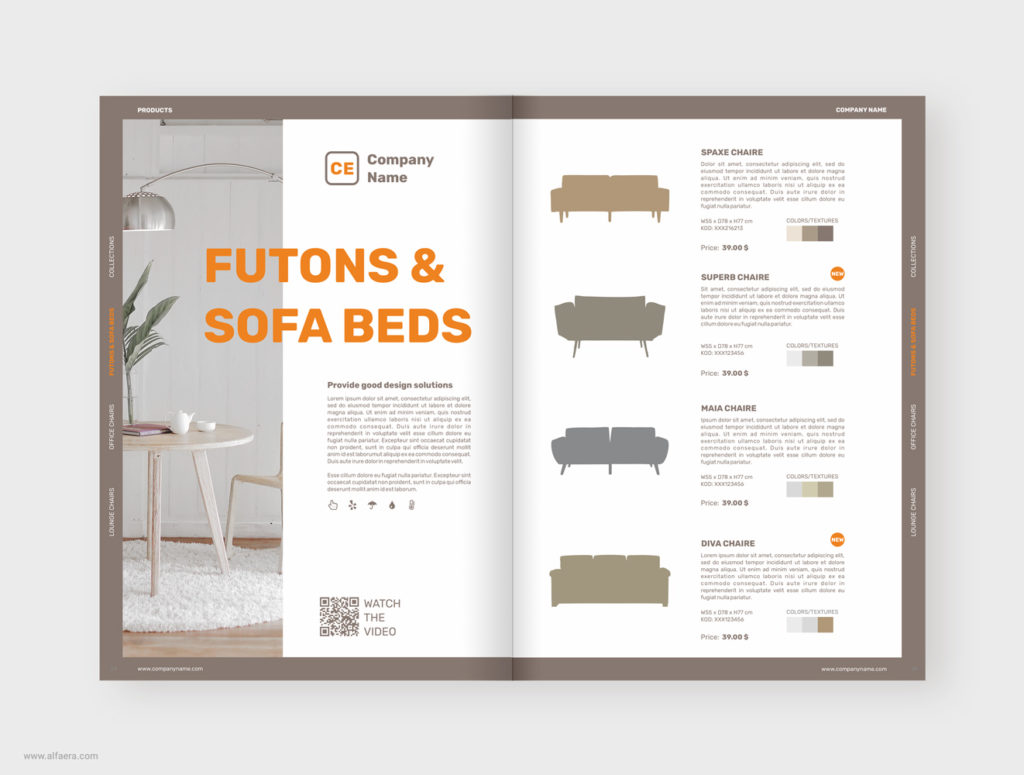 Sofa Beds Product Catalog Brochure Template