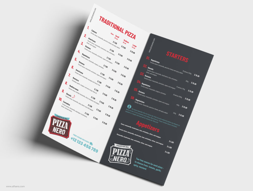 Folded Pizza Menu Template CorelDRAW