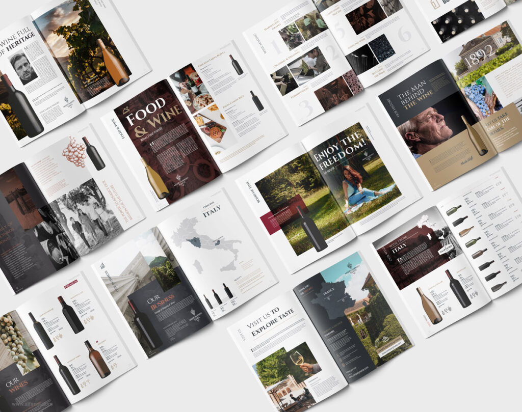 Wine catalog brochure template design